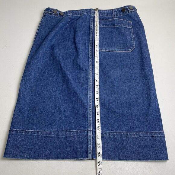 Modest Denim Midi Skirt Size 8 Button Front Pockets - Picture 3 of 5